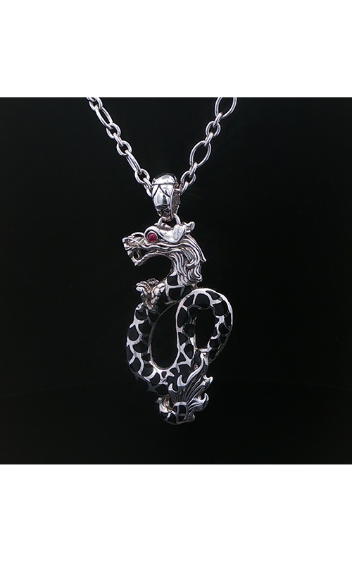 Albert's Estate John Hardy Sterling Silver Ruby Eye Dragon Necklace EOTHR02205