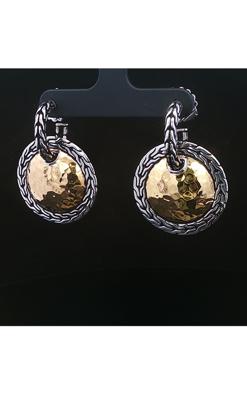 Albert's Estate John Hardy Sterling Silver & 22K Yellow Gold Hoop Dangle Earrings