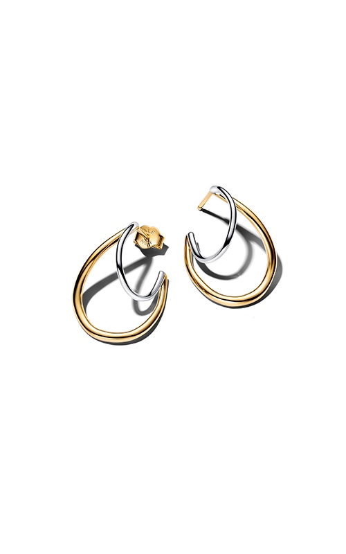 Pandora Organically Shaped Two-Tone Double Hoop Earrings 264657C00