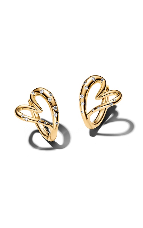 Pandora Organically Shaped Stone-Set Heart Hoop Earrings 264664C01