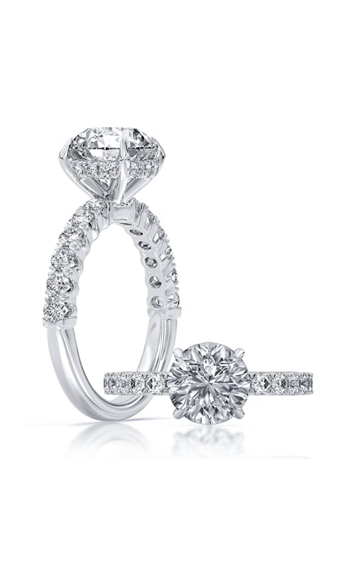 Centurion 14k White Gold 3.08ct E VS1 100 Facets Round Center .90ctw Round Lab Grown Diamond Hidden Halo Engagement Ring RG059659-RD-H3C-WLG14-7