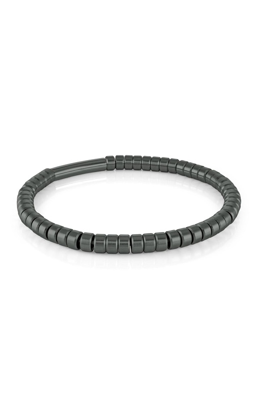 Italgem Stainless Steel Gunmetal IP 8'' 5.3mm Brushed Beaded Tube Bracelet BB-368-8