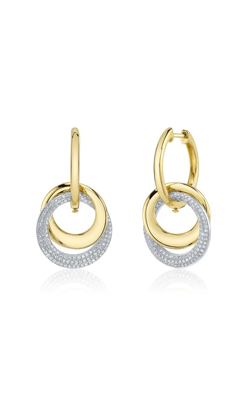Shy Creation 14k Yellow and White Gold .52ctw Diamond Pave Circle Drop Earrings SC55028770