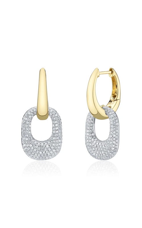 Shy Creation 14k Yellow and White Gold .74ctw Diamond Pave Drop Earrings SC55029117