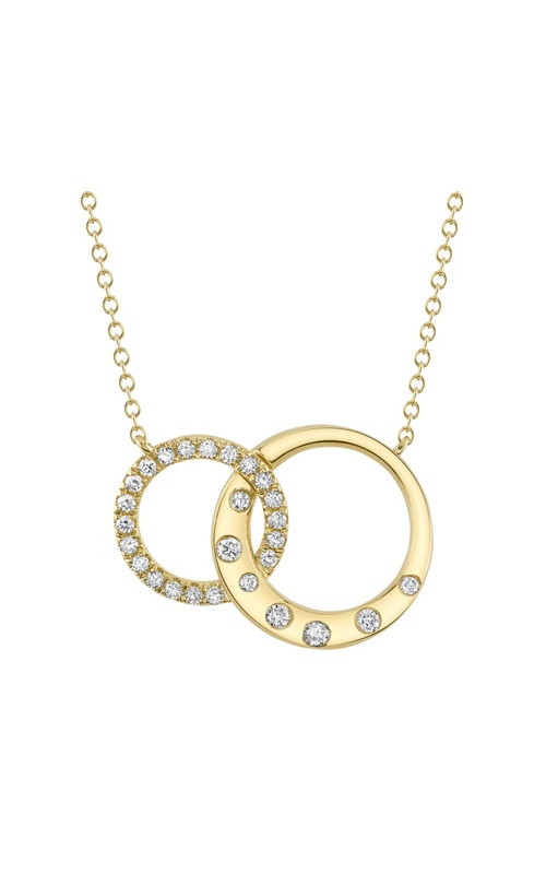 Shy Creation 14k Yellow Gold .25ctw Diamond Double Circle Necklace SC22008562