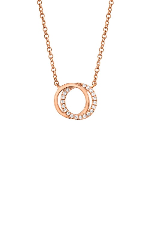 Shy Creation 14k Rose Gold .07ctw Double Circle Necklace SC55009639