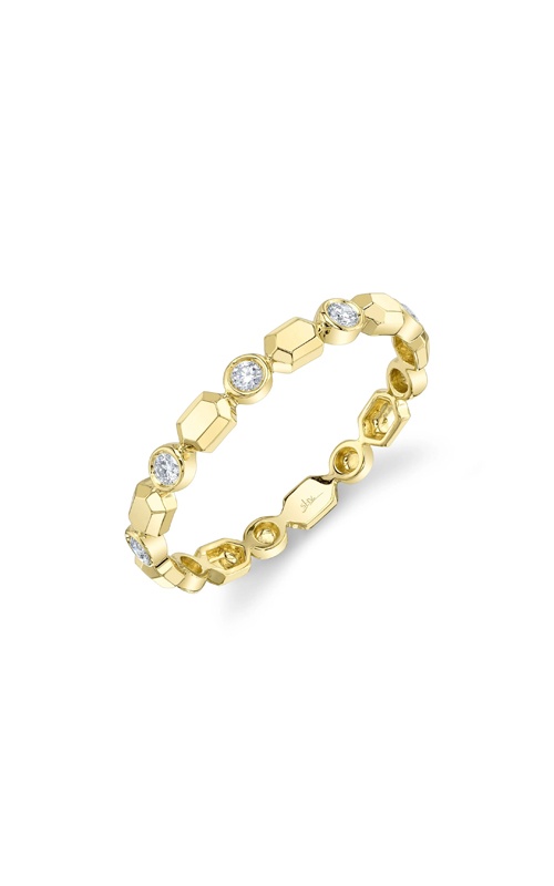 Shy Creation 14k Yellow Gold .11ctw Diamond Bezel Geo Cut Band SC55028384