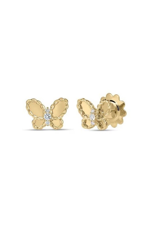 Roberto Coin Jasmine 18k Yellow Gold .07ctw Diamond Butterfly Stud Earrings 7773842AYERX