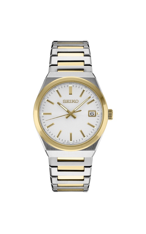 Seiko Essentials 39mm Two Tone White Dial Watch SUR558