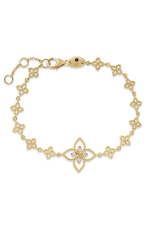 Roberto Coin 18k Yellow Gold 7'' .04ctw Diamond Princess Flower Bracelet 7773797AYLBX