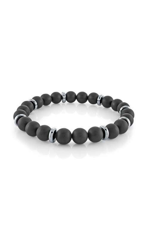 Italgem Stainless Steel 8.25 Inch Onyx Bead Bracelet BB-333-SI-M