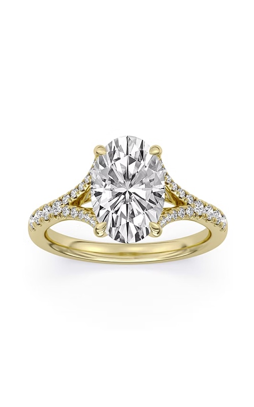 Centurion 14k Yellow Gold 3.06ct E VS1 100 Facets Oval and .32ctw Round Lab Grown Diamond Split Shank Engagement Ring RG072455-OV-H3C-YLG14-7