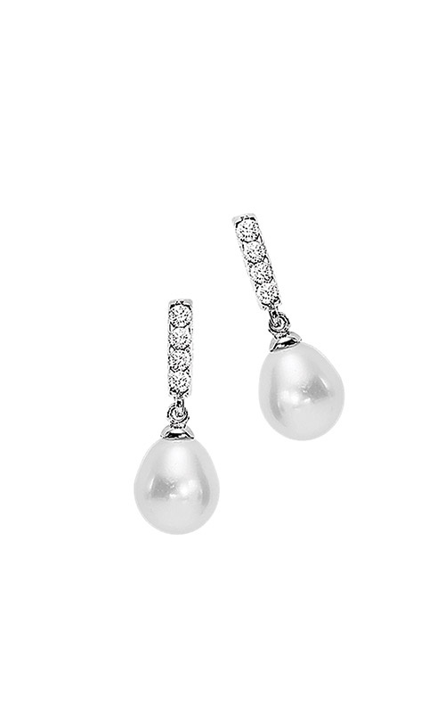 Albert's Sterling Silver Pearl CZ Drop Earrings 133E01-SS