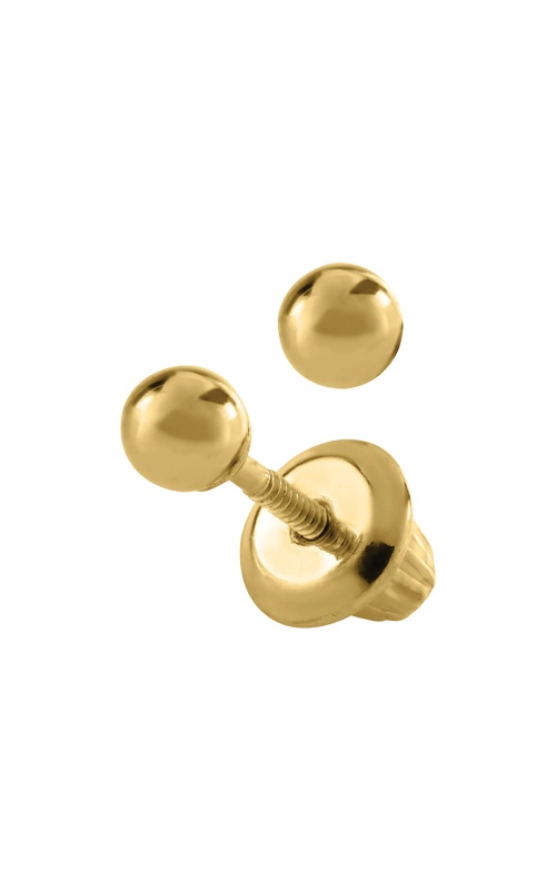 Albert's 14k Yellow Gold 3mm Small Ball Safety Back Stud Earrings GE211