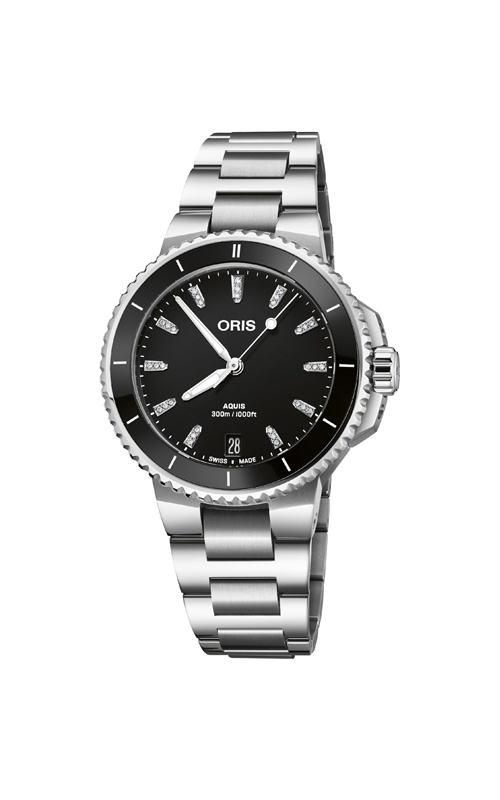 Oris Aquis Date Diamonds Black Automatic Watch 01 733 7792 4194-07 8 19 05P