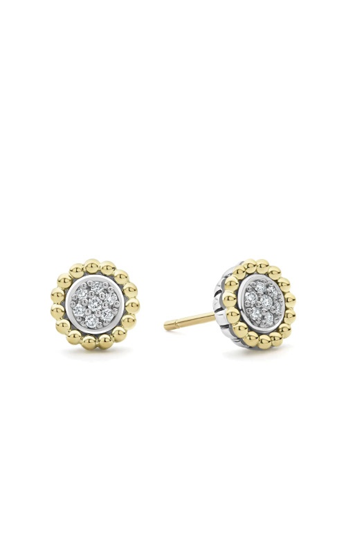 Lagos Sterling Silver and 18k Yellow Gold Caviar Lux 9mm Stud Earrings 01-81490-00