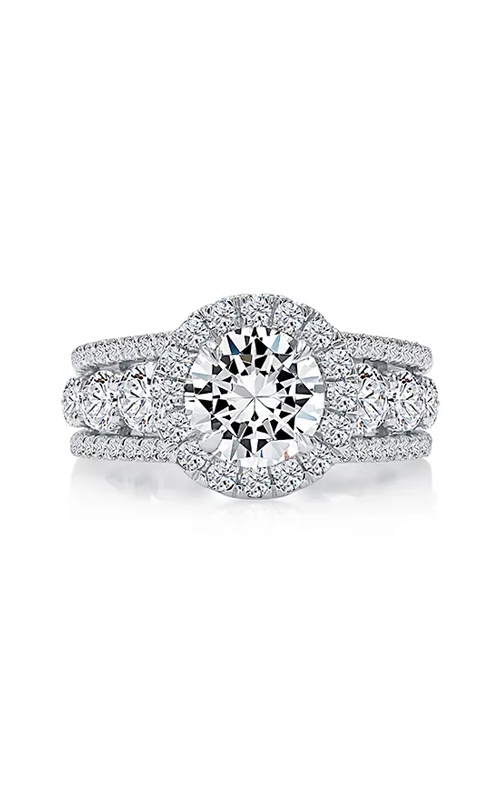 Albert's 18k White Gold 2.01ct Round Center E I1 and 2.50ctw Melee Halo Engagement Ring