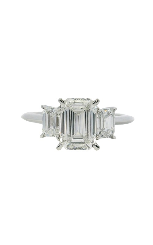 Albert’s 18K White Gold 2.00CT Emerald Cut Center 1.00CTW Emerald Cut Sides Lab Diamond Engagement Ring LGD-JRD026