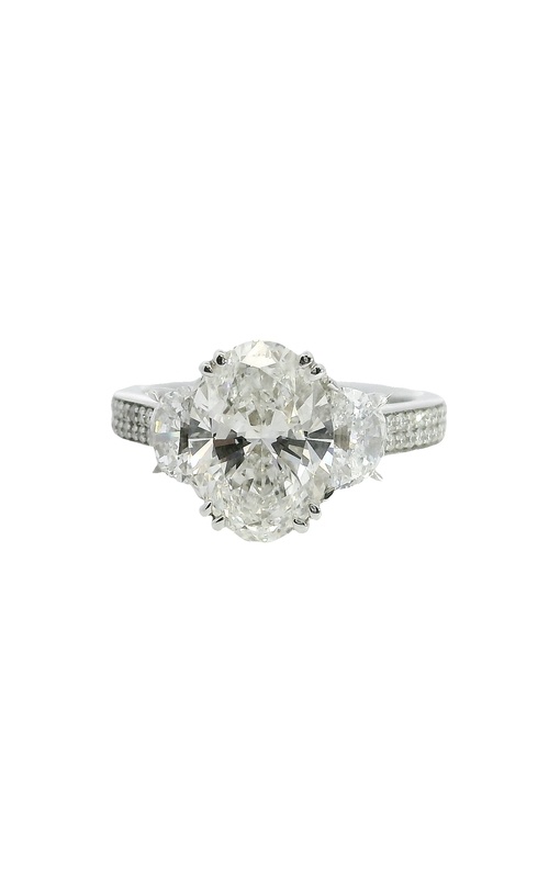 Albert's 18K White Gold 3.01CT Oval 1.19CTW Half Moons and Rounds Lab Diamond Engagement Ring LGD-JRD04121F-HW3