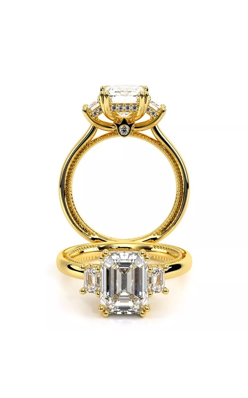 Verragio 14k Yellow Gold .55ctw 3 Stone Emerald Cut Semi Mount Engagement Ring V-993EM-S/0006