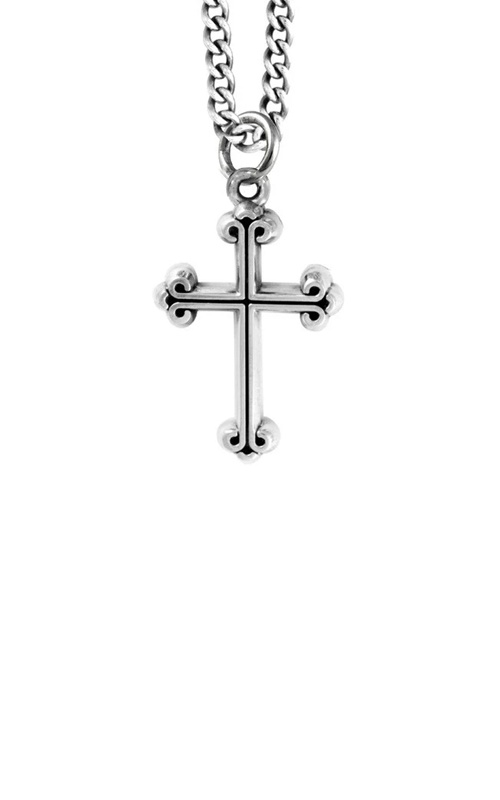 King Baby Sterling Silver Extra Small Traditional Cross with 24'' Curb Chain K12-5867