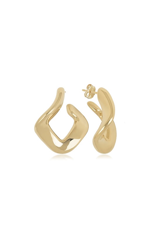 Albert's 14K Yellow Gold Square Twisted Flat Hoop Earrings 21/3376