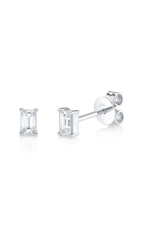 Shy Creation 14k White Gold .40ctw Emerald Cut Diamond Stud Earrings SC55029078