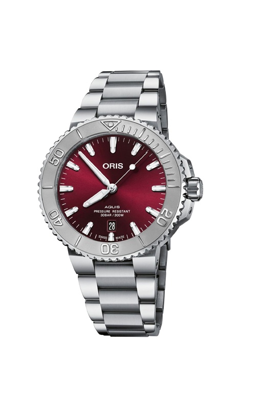 Oris Aquis Date Relief Cherry Red Watch 01 733 7730 4158-07 8 24 05PEB