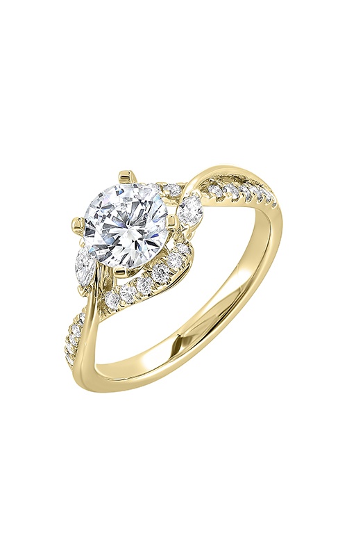 Perfect Love 14k Yellow Gold 1/3ctw Round Halo Semi Mount Engagement Ring W1772RN100SM-4YB