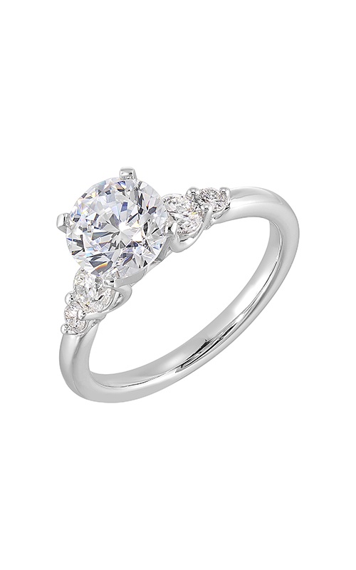 Perfect Love 14k White Gold 3/8ctw Round Diamond Semi Mount Engagement Ring W3011RN100SM-4WB