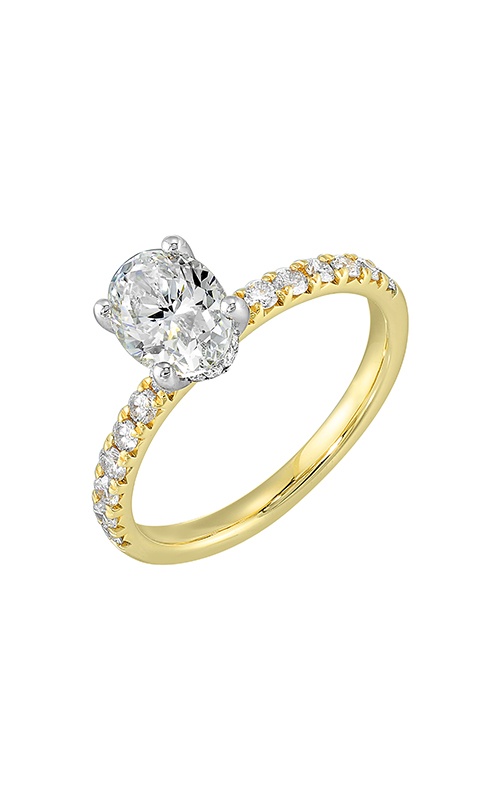 Perfect Love 14k Yellow Gold 3/8ctw Round Hidden Halo Semi Mount Engagement Ring W3951ON200SM-4YWB
