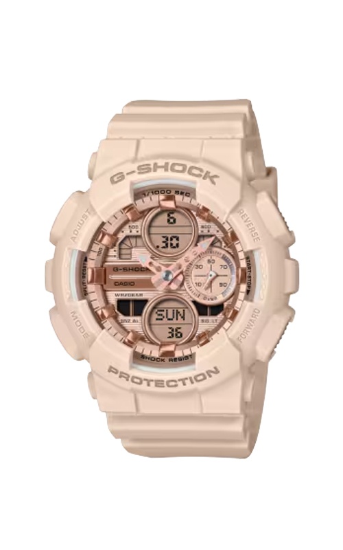 G-Shock Ladies' Analog Digital Quartz Pink Gold Watch GMAS140PG-4A