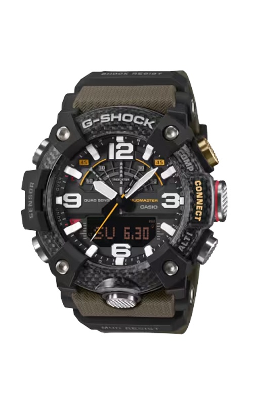 G-Shock Analog Digital Mudmaster Black Green Carbon Watch GGB100X-1A3