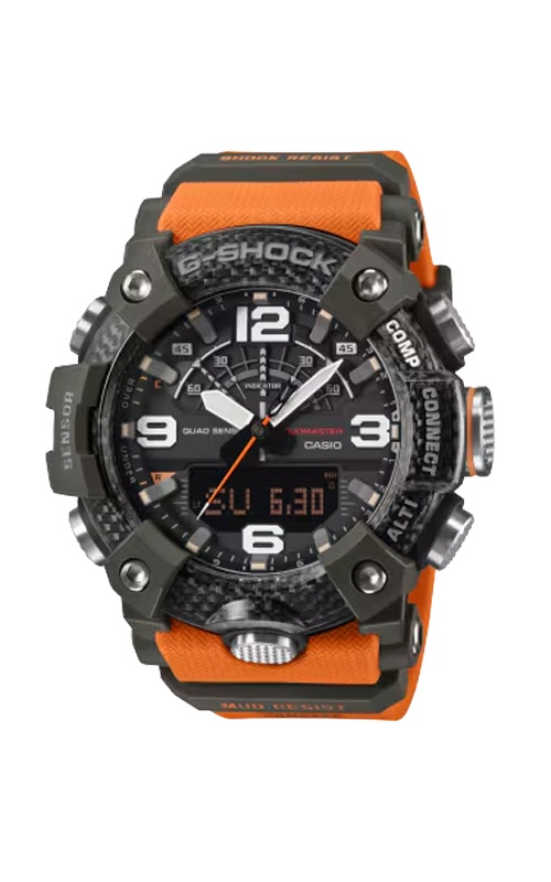 G-Shock Analog Digital Mudmaster Black Orange Carbon Watch GGB100X-1A9