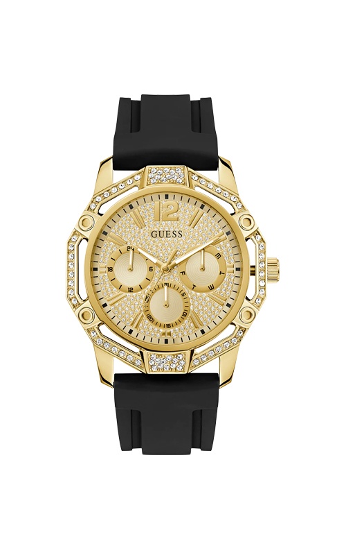 GUESS Men's Black Gold Tone Multi-function Watch GW0954G2