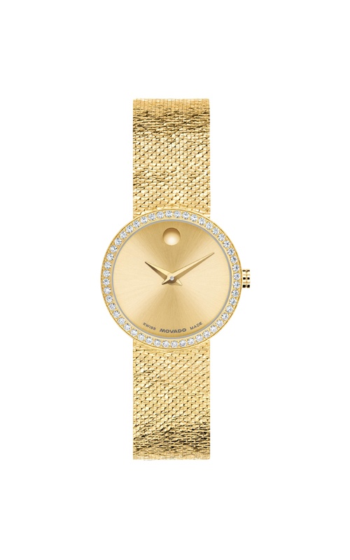 Movado Museum Velura Gold Tone Lab Grown Diamond Watch 0607934