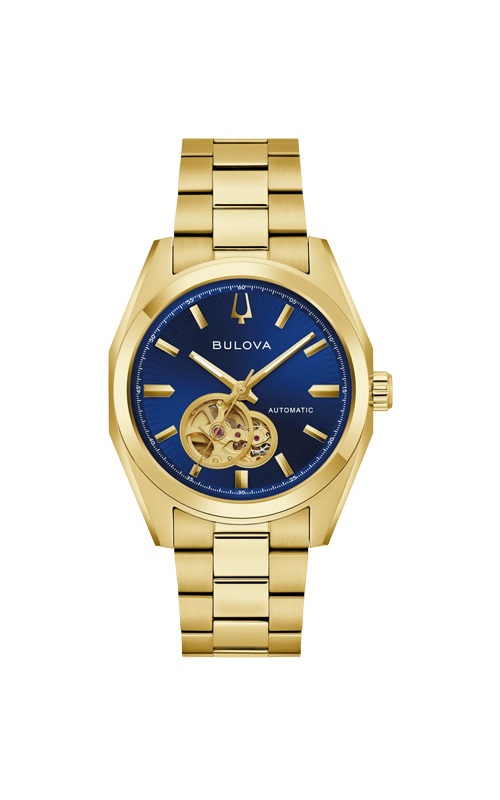 Bulova Men's Surveyor Gold Tone Blue Dial Automatic Watch 97A203