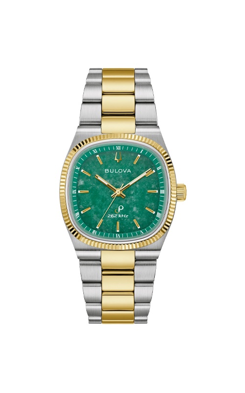 Bulova Men's Super Seville Two Tone Jade Dial Watch 98A336