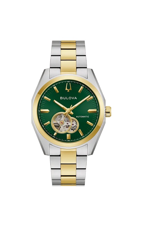 Bulova Men's Surveyor Two Tone Automatic Green Dial Watch 98A338