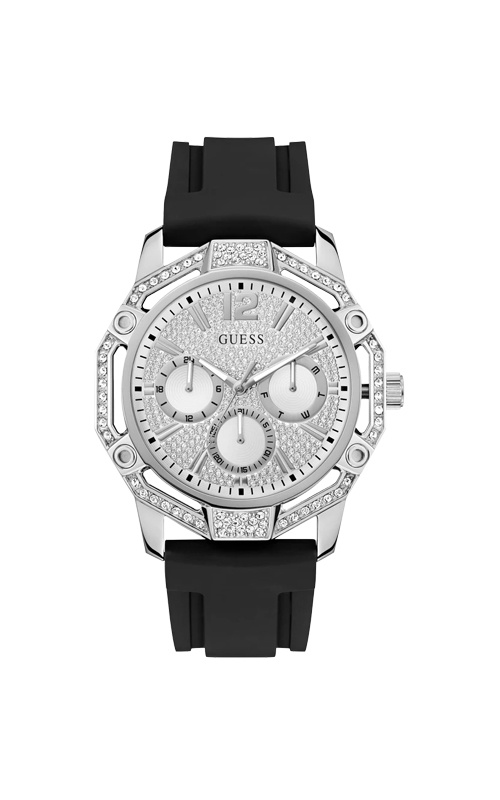GUESS Men's Black Silver Tone Multi-function Watch GW0954G1