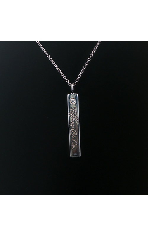 Albert's Estate Tiffany & CO Sterling Silver 16'' .02CT Bar Pendant with Cable Chain EPEN02000