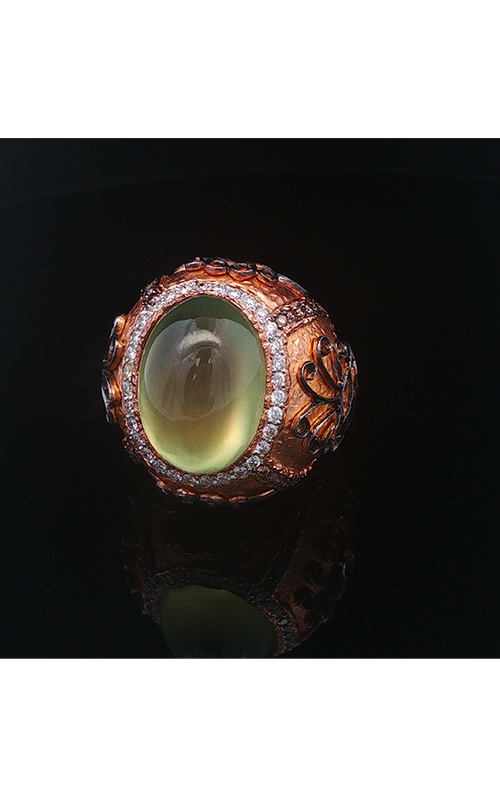 Albert's Estate 18k Yellow Gold 16.86ctw Oval Prehnite and .40CTW Diamond Ring OG32312