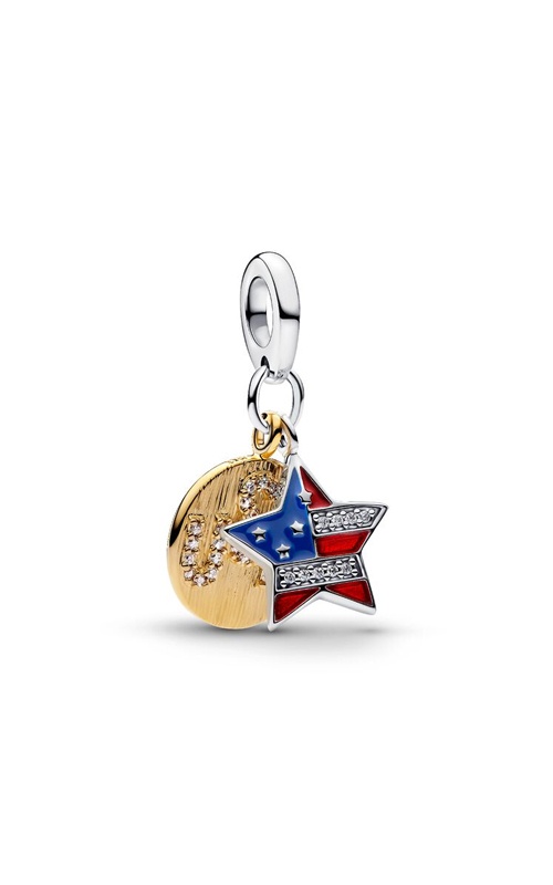 Pandora USA Flag Star Double Dangle Charm 764930C01