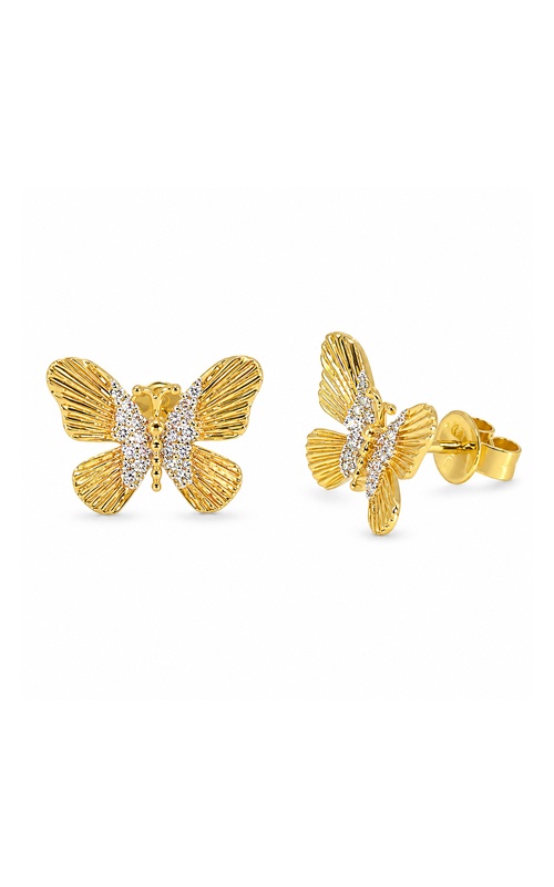 Shy Creation 14k Yellow Gold .11ctw Diamond Butterfly Stud Earrings SC55029827RD