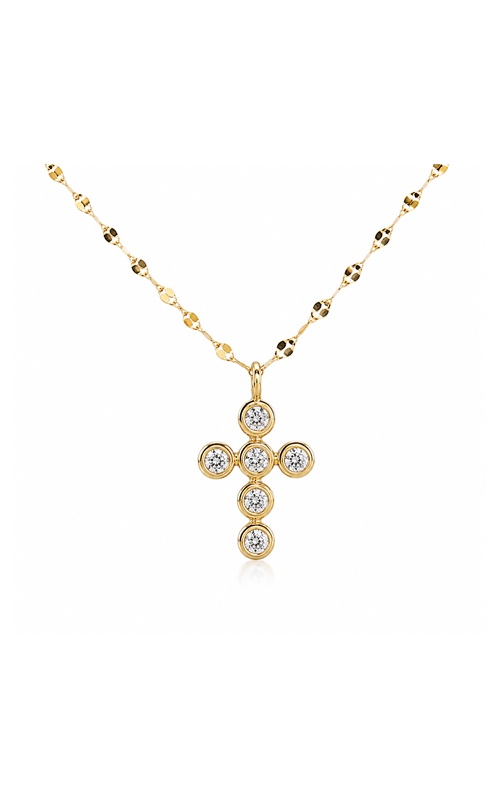 Shy Creation 14k Yellow Gold .16ctw Diamond Bezel Cross Necklace SC55029761