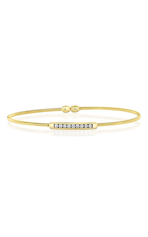 Shy Creation 14k Yellow Gold .19ctw Diamond Bar Bangle Bracelet B22001114RDZS