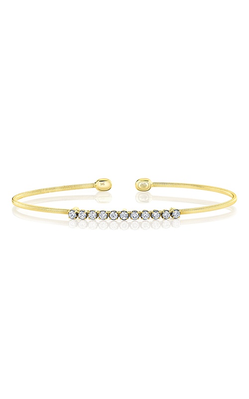 Shy Creation 14k Yellow and White Gold .39ctw Diamond Bangle Bracelet B22001124ZS