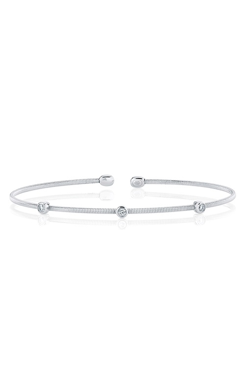 Shy Creation 14k White Gold .09ctw Diamond Bezel Bracelet B22001126ZS