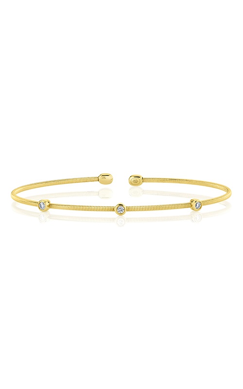 Shy Creation 14k Yellow Gold .09ctw Diamond Bezel Bangle Bracelet B22001127ZS