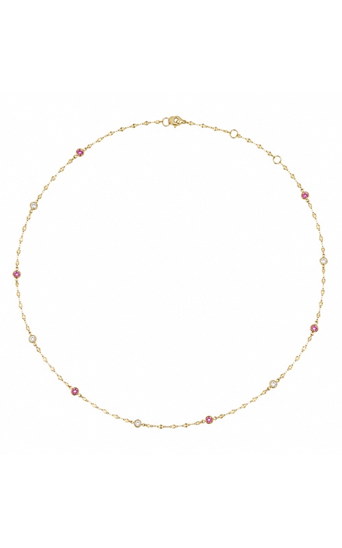 Shy Creation 14k Yellow Gold .14ctw Pink Sapphire and .09ctw Diamond 18'' Necklace SC55029866